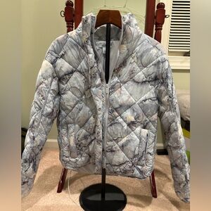 FLX Women’s XS Quilted Puffer‎ Jacket Marble Print Lightweight Coat NWOT
